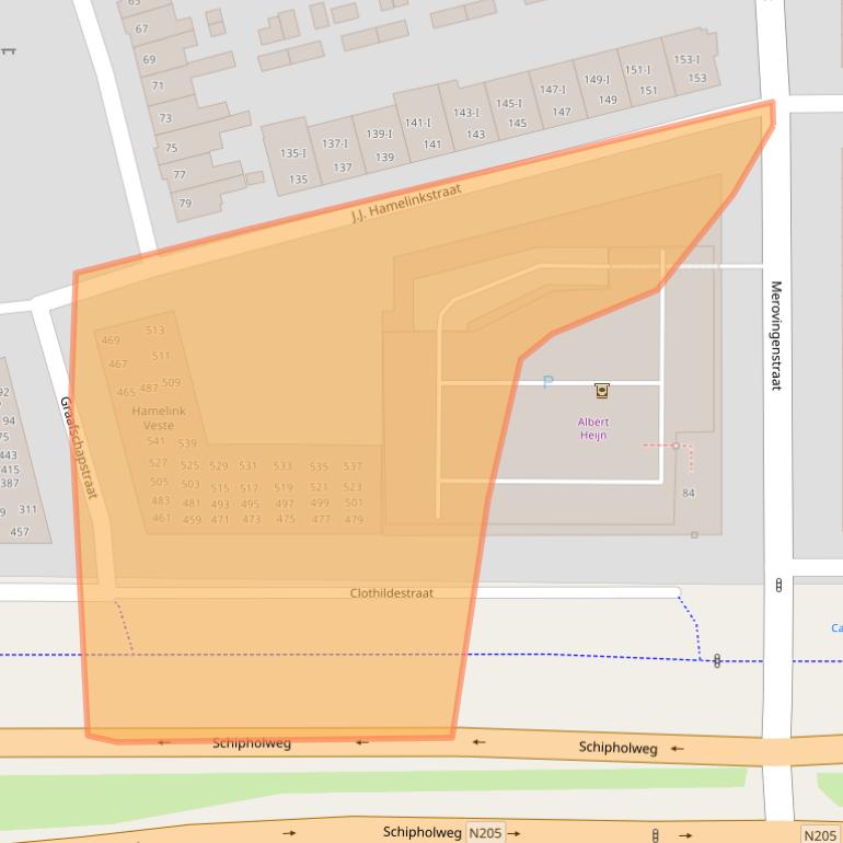 Kaart van postcodegebied 2033LS.