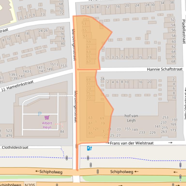 Kaart van postcodegebied 2033LV.