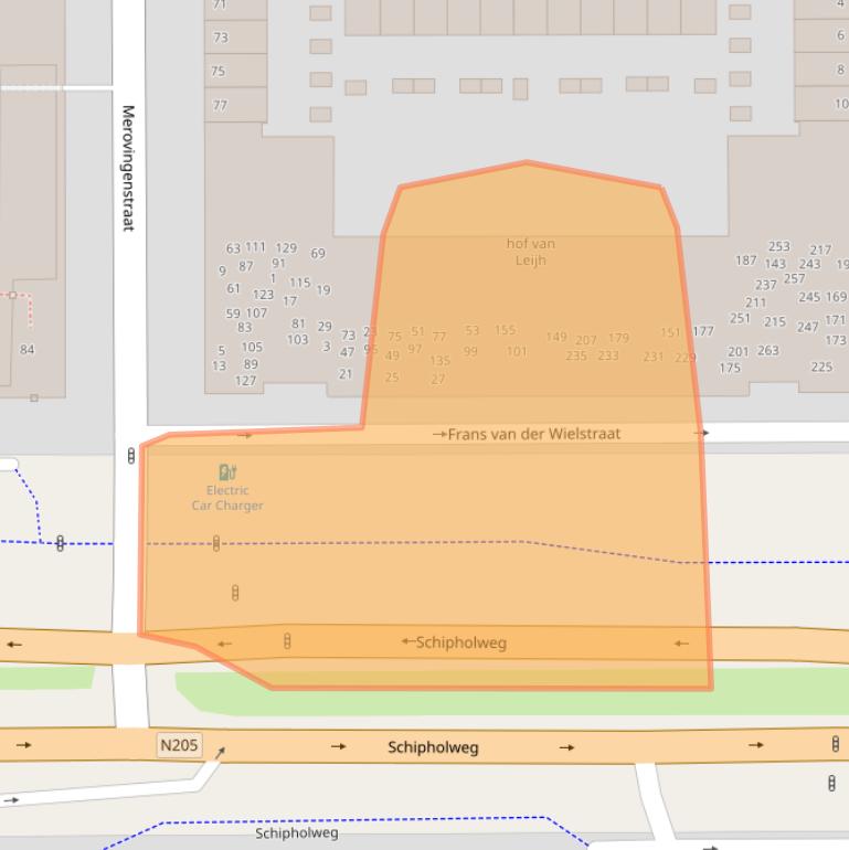 Kaart van postcodegebied 2033MS.