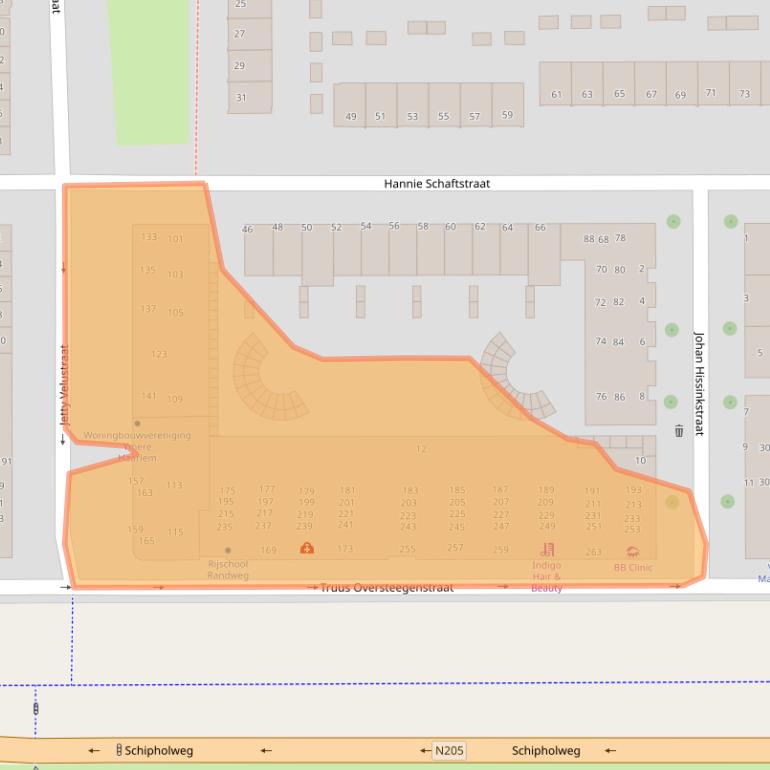 Kaart van postcodegebied 2033MZ.