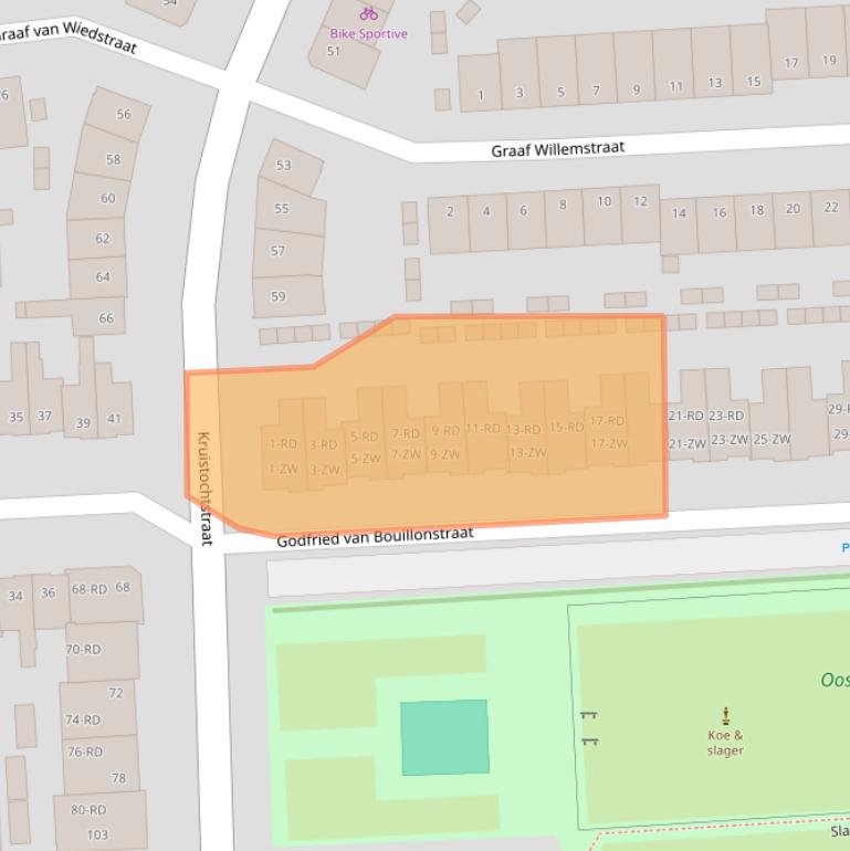 Kaart van postcodegebied 2033NE.