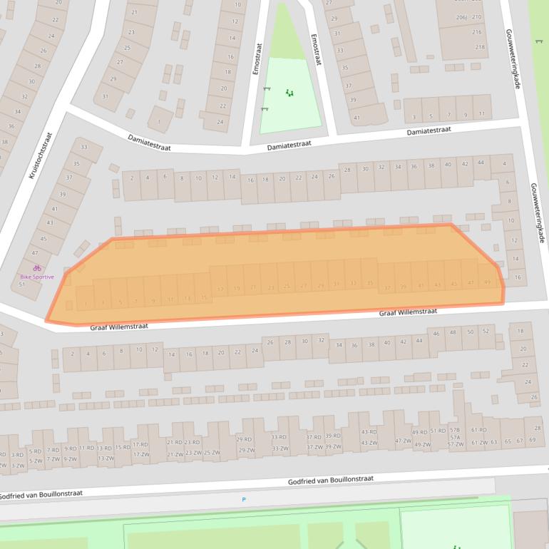Kaart van postcodegebied 2033NJ.