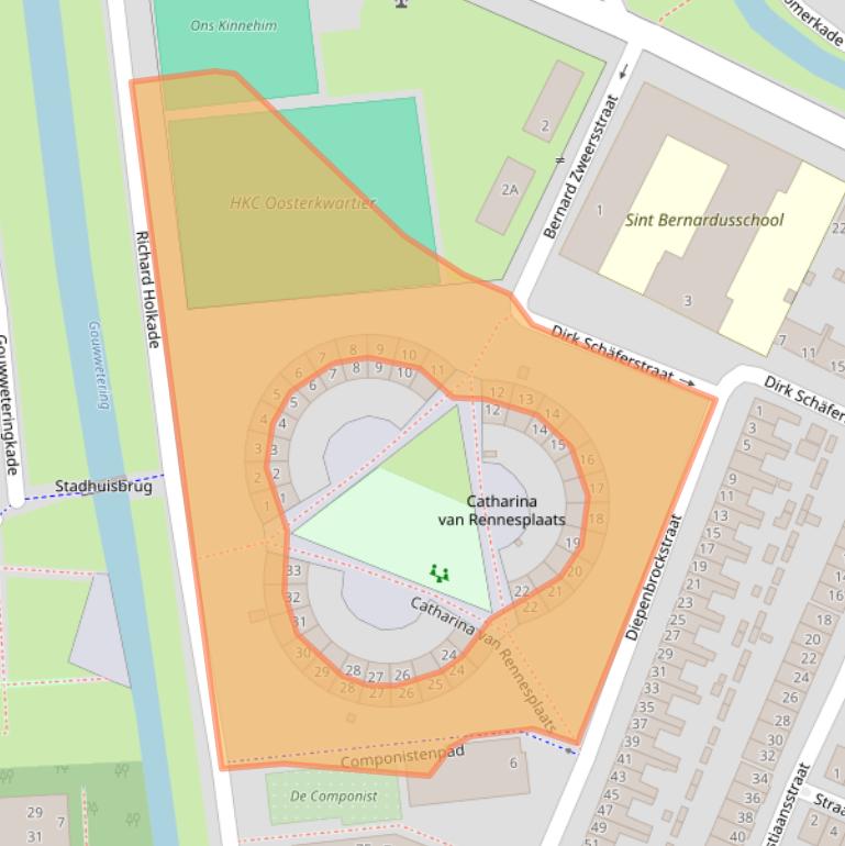 Kaart van postcodegebied 2033NZ.