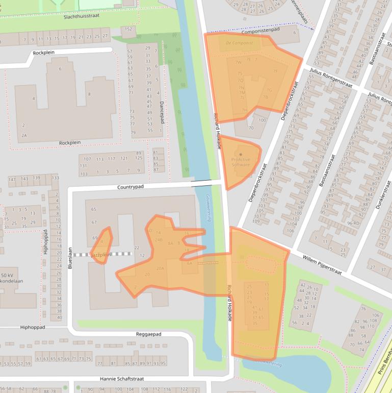 Kaart van postcodegebied 2033PZ.