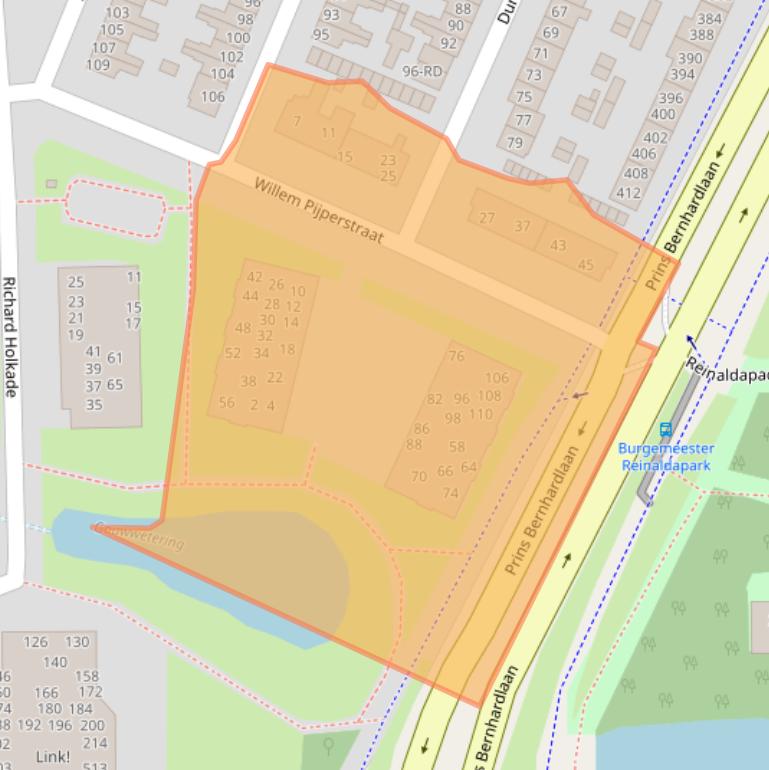 Kaart van postcodegebied 2033RA.