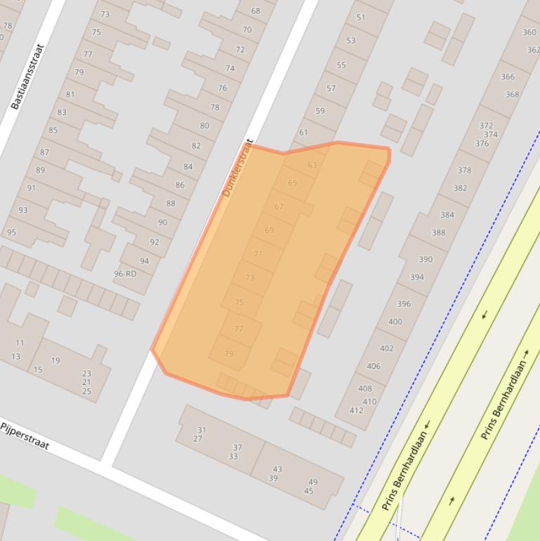 Kaart van postcodegebied 2033RR.