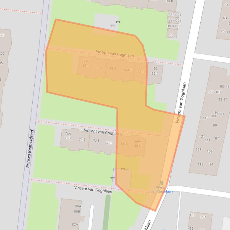 Kaart van postcodegebied 2033TV.