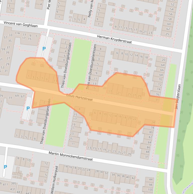 Kaart van postcodegebied 2033VL.