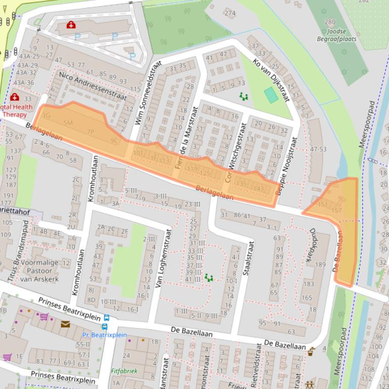 Kaart van postcodegebied 2033XS.