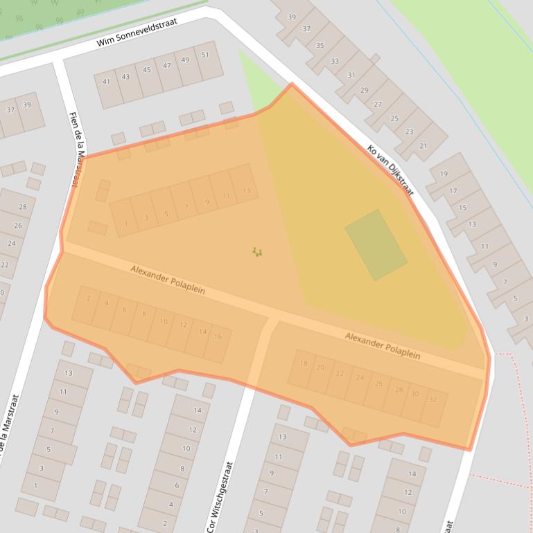 Kaart van postcodegebied 2033ZV.