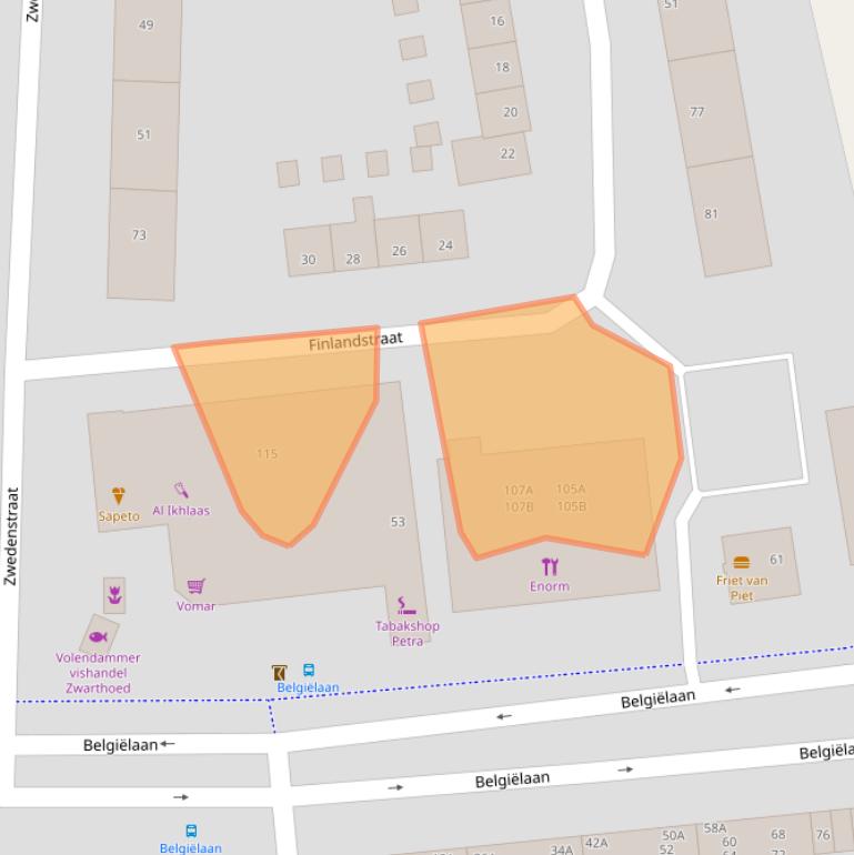 Kaart van postcodegebied 2034AS.
