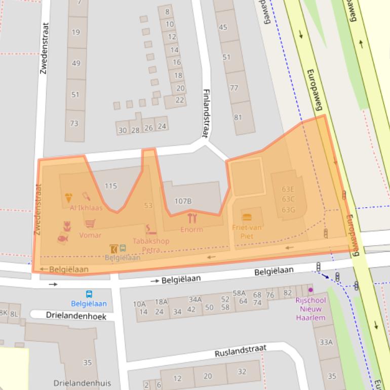 Kaart van postcodegebied 2034AW.