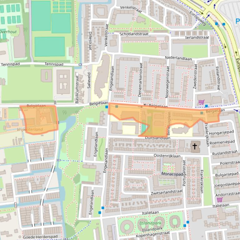 Kaart van postcodegebied 2034AX.