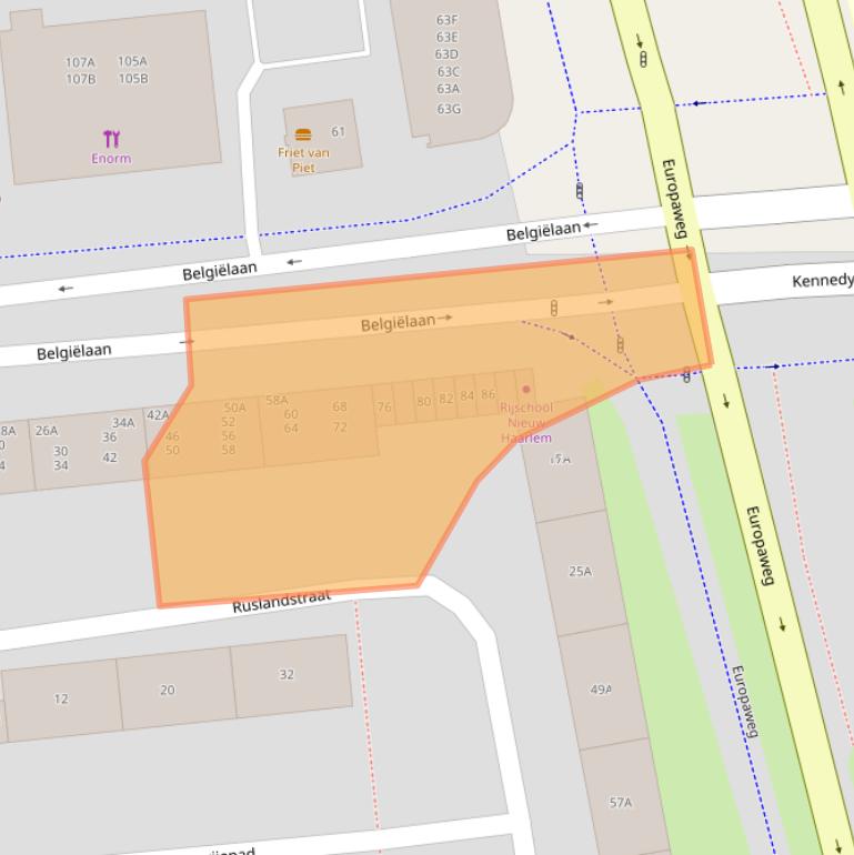 Kaart van postcodegebied 2034AZ.