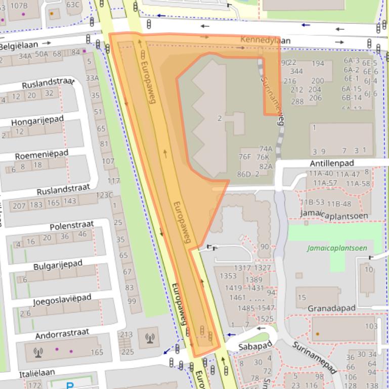 Kaart van postcodegebied 2034LA.