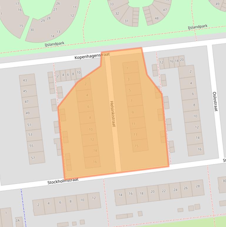 Kaart van postcodegebied 2034RJ.