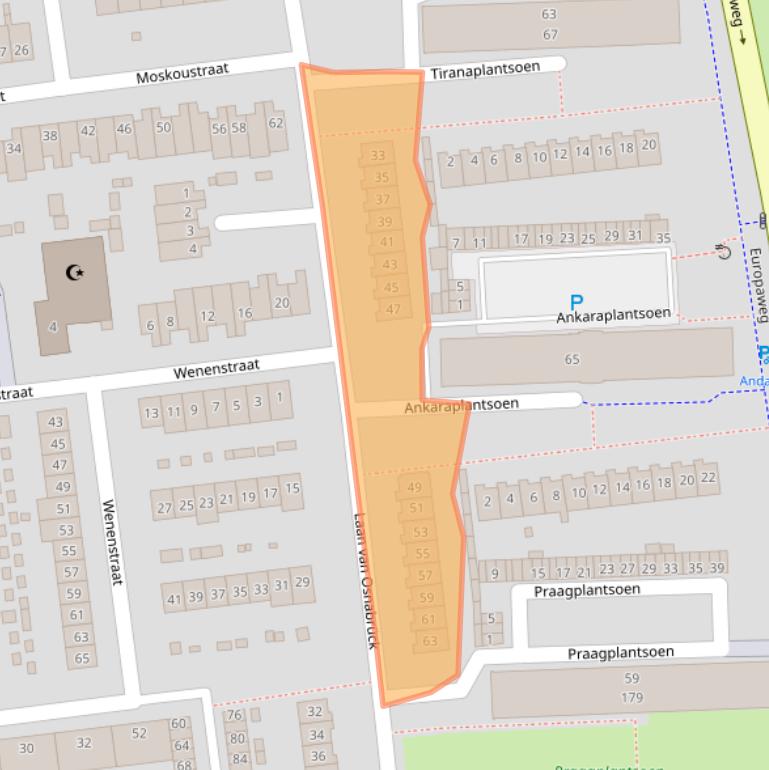 Kaart van postcodegebied 2034TB.