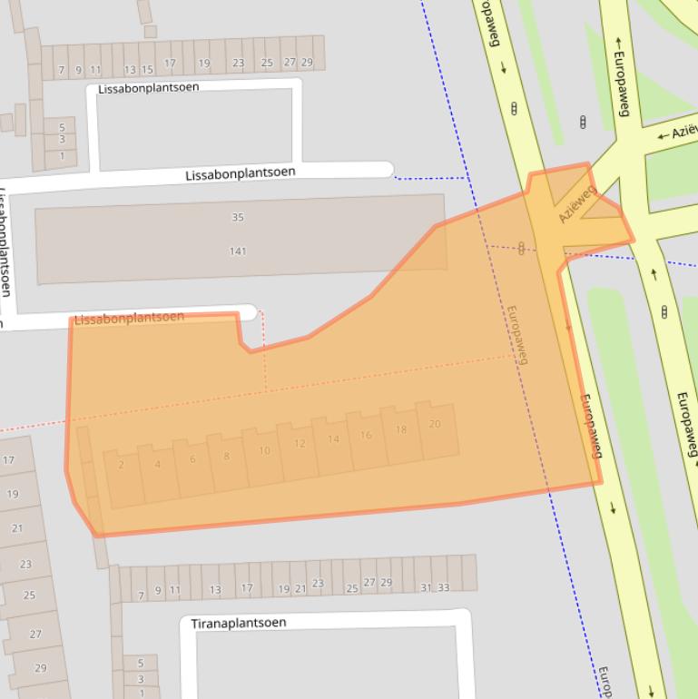 Kaart van postcodegebied 2034TJ.