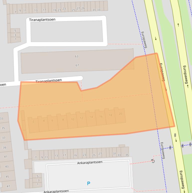 Kaart van postcodegebied 2034TN.