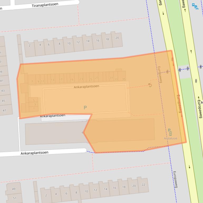 Kaart van postcodegebied 2034TP.
