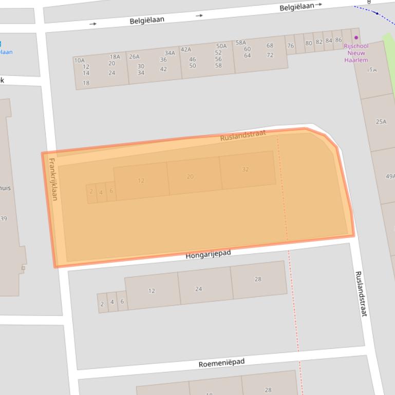 Kaart van postcodegebied 2034XG.