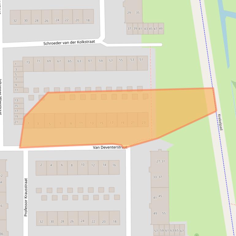 Kaart van postcodegebied 2035AA.