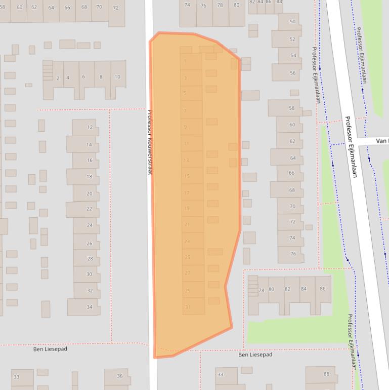 Kaart van postcodegebied 2035CA.