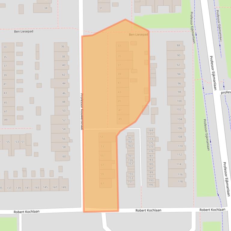 Kaart van postcodegebied 2035CB.