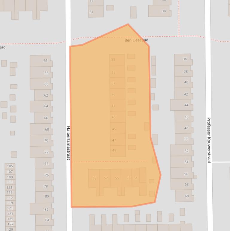 Kaart van postcodegebied 2035CG.