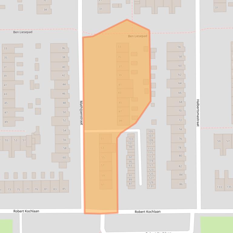 Kaart van postcodegebied 2035CL.