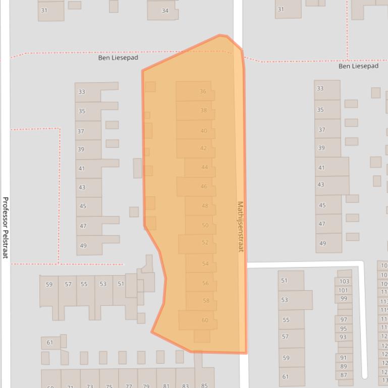 Kaart van postcodegebied 2035CN.