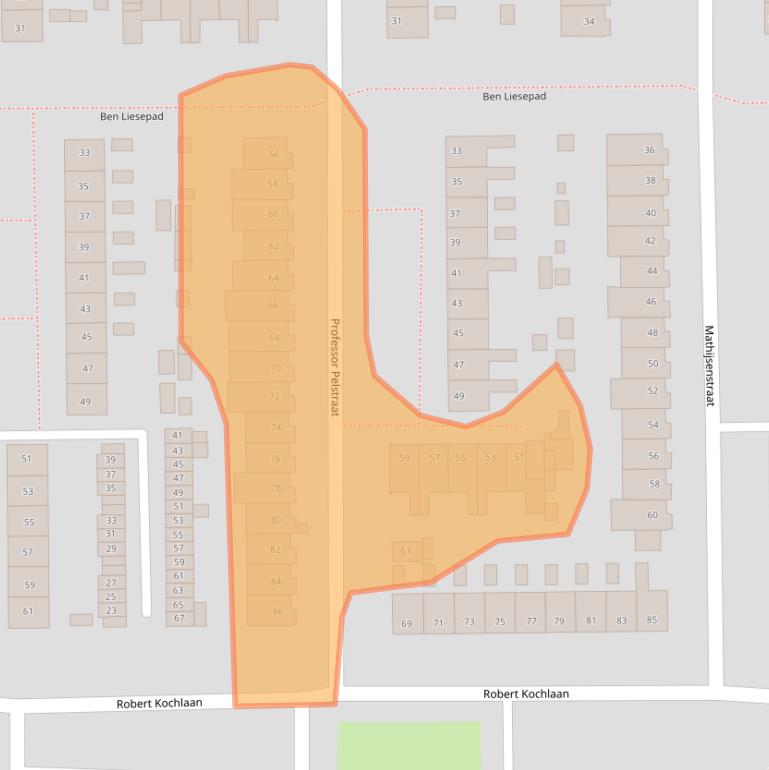 Kaart van postcodegebied 2035CS.