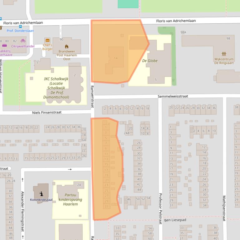Kaart van postcodegebied 2035CW.