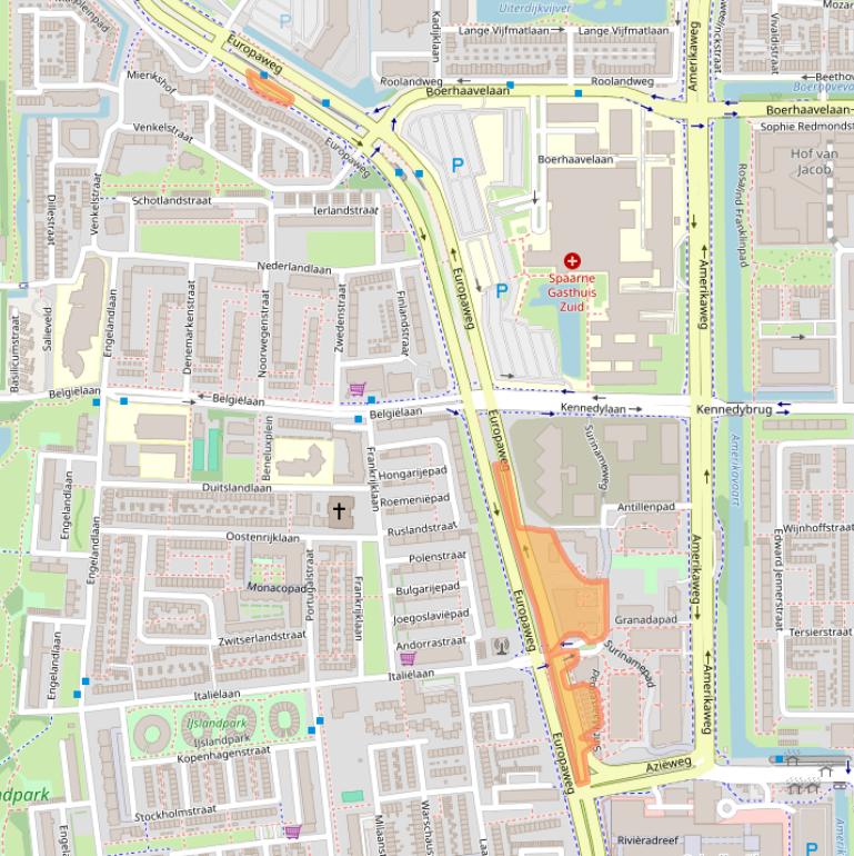 Kaart van postcodegebied 2035LA.