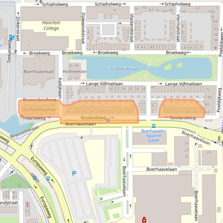 Kaart van postcodegebied 2035LH.
