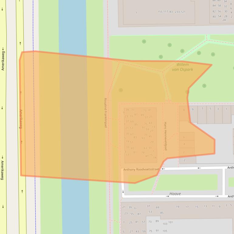 Kaart van postcodegebied 2035PV.