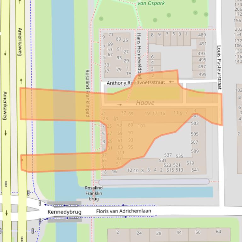 Kaart van postcodegebied 2035PW.