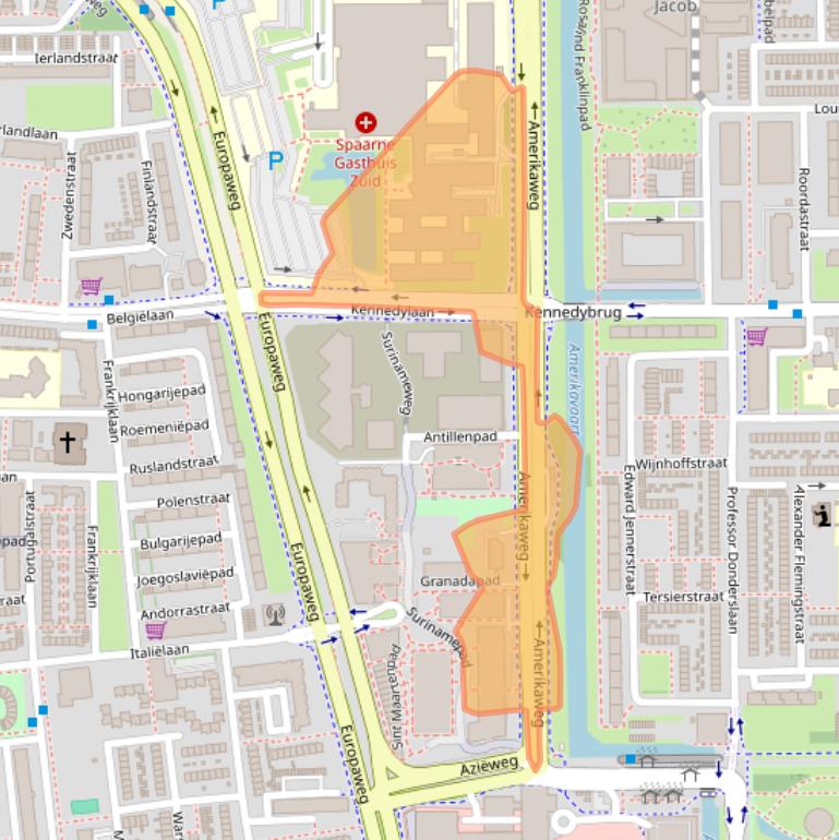 Kaart van postcodegebied 2035RA.