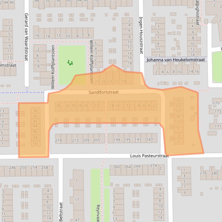Kaart van postcodegebied 2035RH.