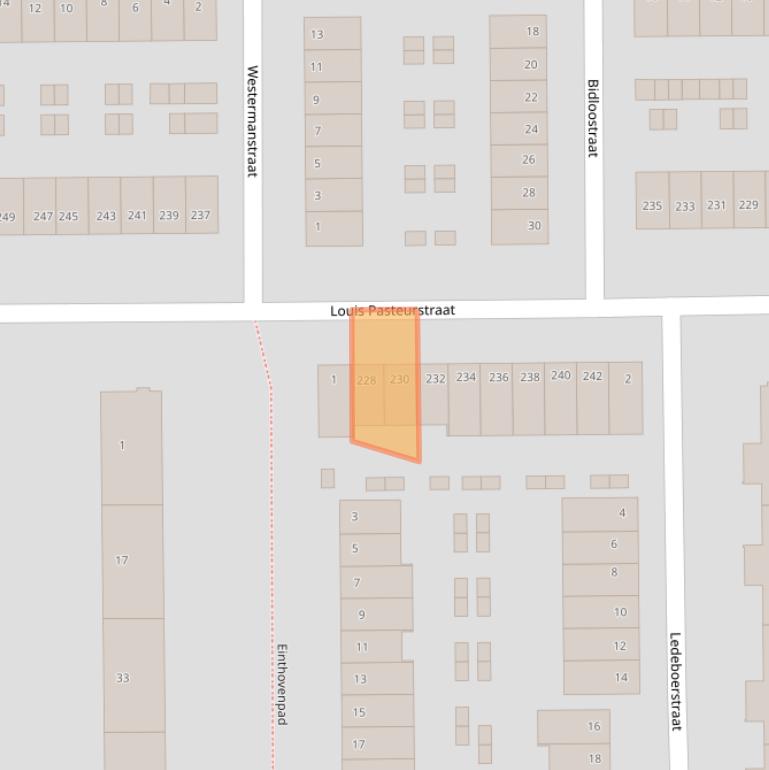 Kaart van postcodegebied 2035RS.