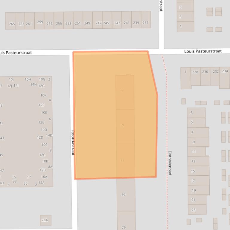 Kaart van postcodegebied 2035SB.
