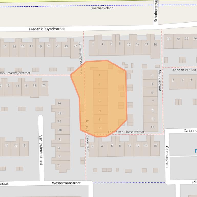 Kaart van postcodegebied 2035SL.
