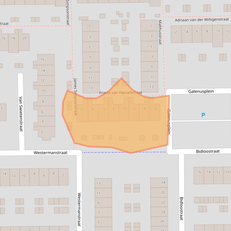 Kaart van postcodegebied 2035SM.