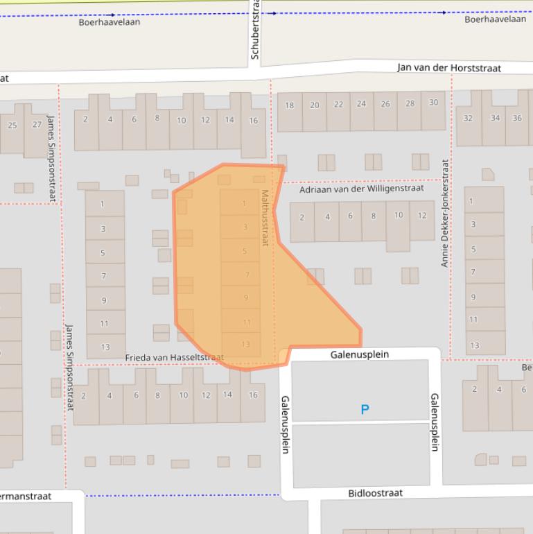 Kaart van postcodegebied 2035SN.