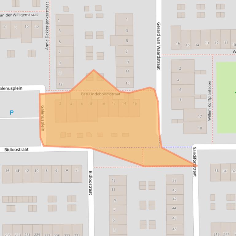 Kaart van postcodegebied 2035ST.