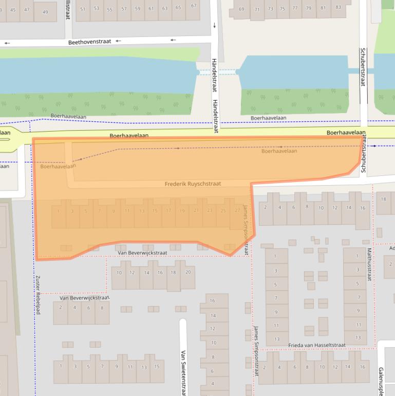 Kaart van postcodegebied 2035SZ.