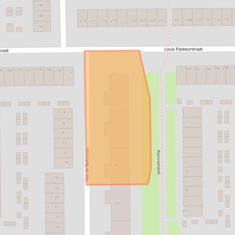 Kaart van postcodegebied 2035TE.