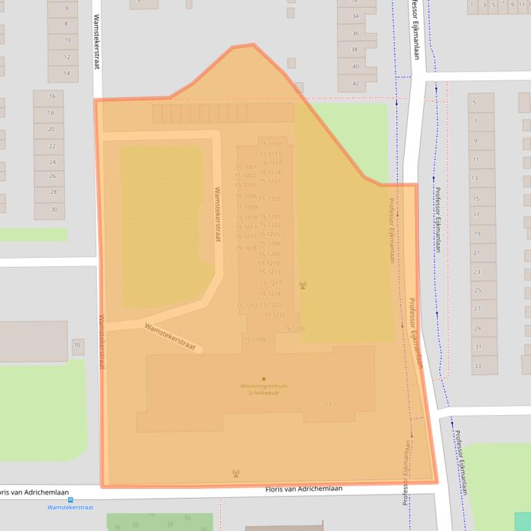 Kaart van postcodegebied 2035VB.