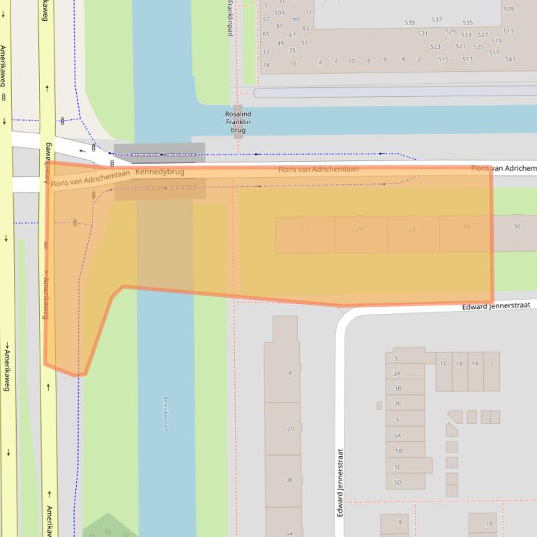 Kaart van postcodegebied 2035VC.