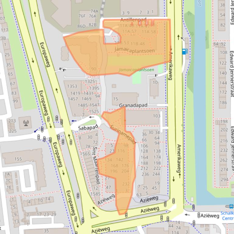 Kaart van postcodegebied 2035VS.